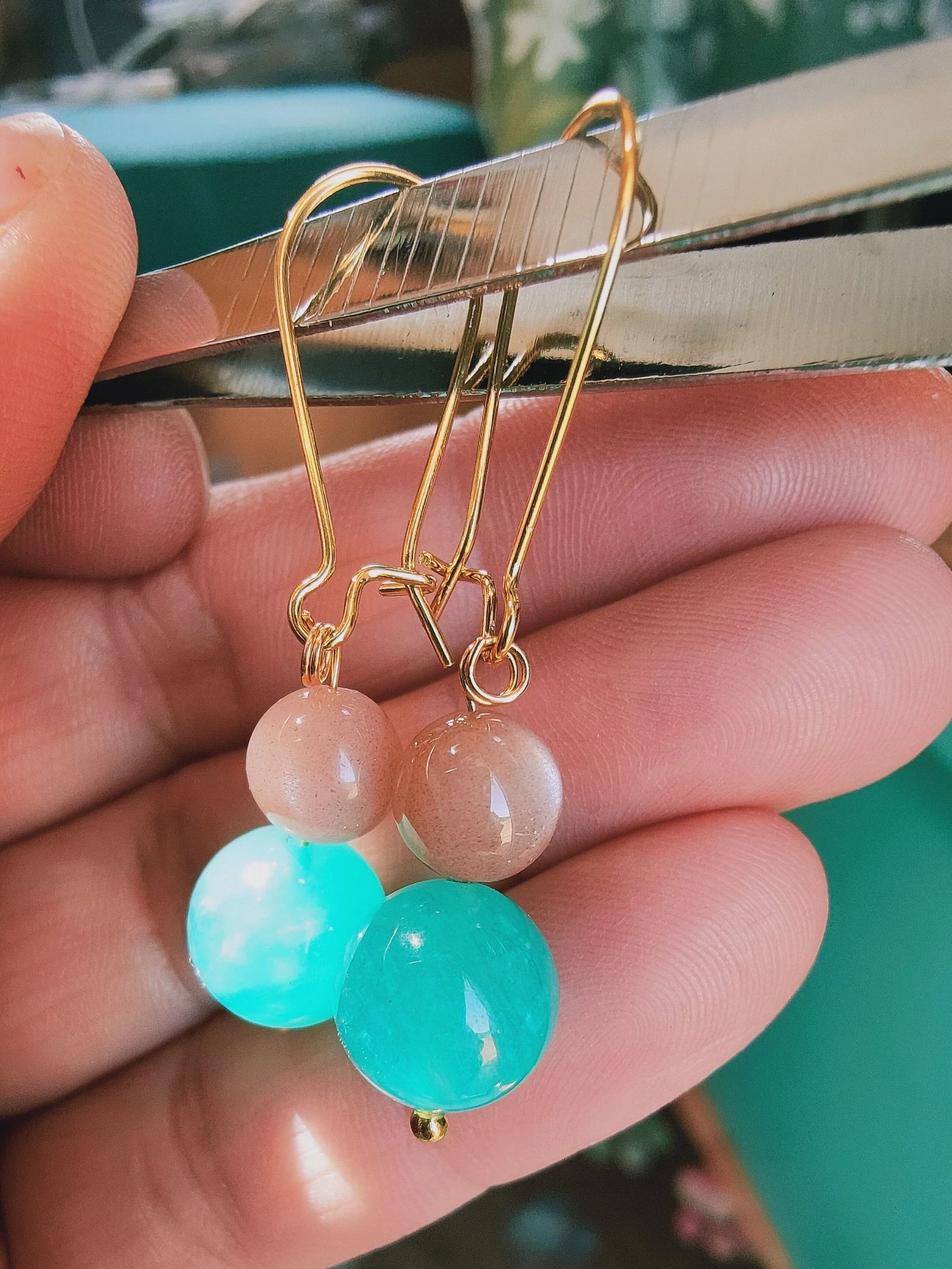Un par de aretes de amazonita y Piedra de Luna – photo 7